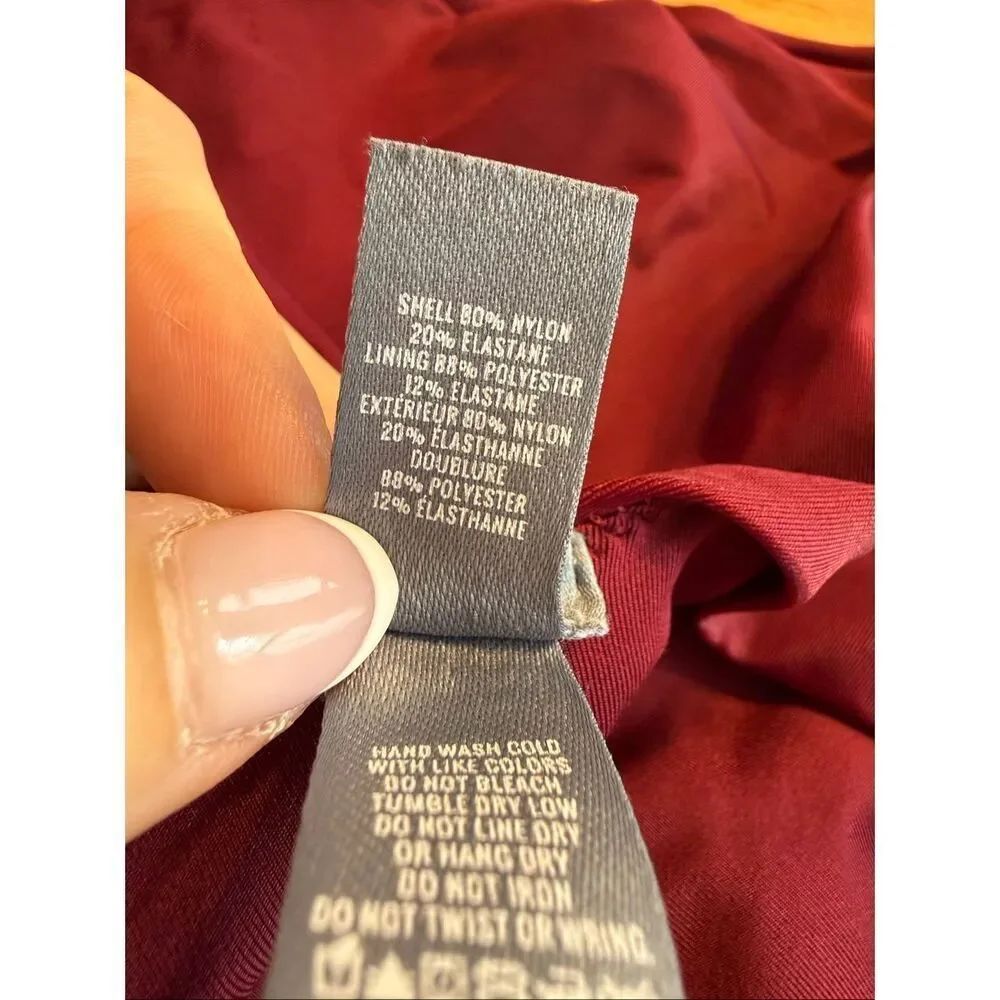 Aerie Women's Square Neck Lined Stretch One-Piece Swimsuit Burgundy XL Junior - Picture 4 of 7